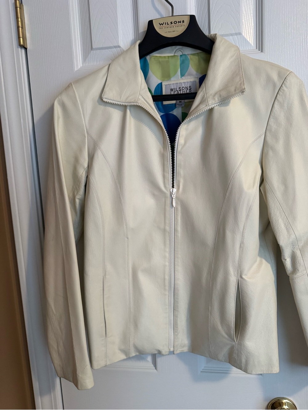 Wilsons Leather Women's White Zip-Front Leather Jacket